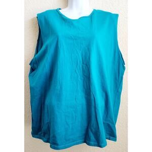 Just My Size Blue Sleeveless Round Neck Top 18W 20W Plus Lightweight Stretch